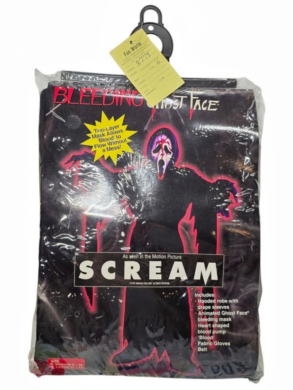 2010 Bleeding Ghost Face Costume & Scream Mask Fun World Easter Unlimited Sz M